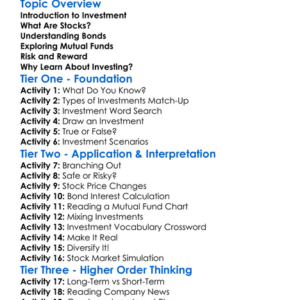Stocks Bonds And Mutual Funds Worksheet Activity Booklet
