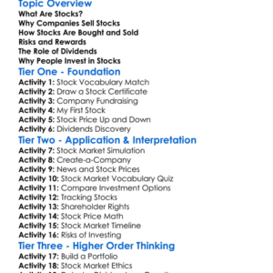 Stocks Worksheet Activity Booklet