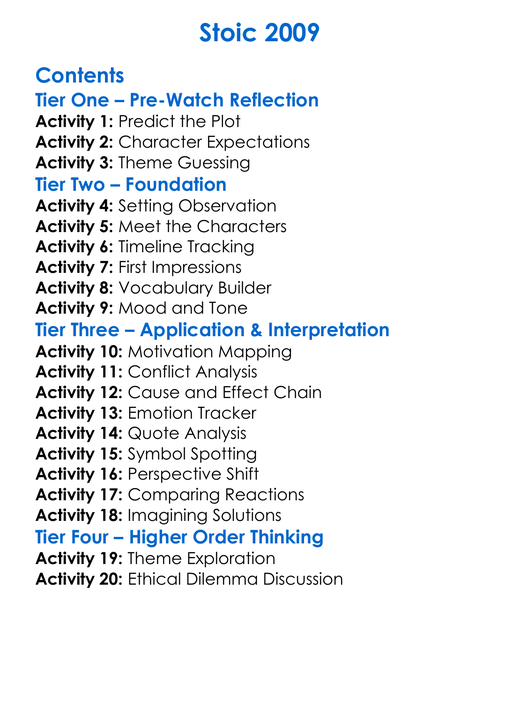 Stoic 2009 Worksheet Activity Booklet