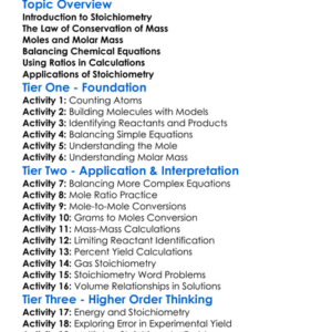Stoichiometry Worksheet Activity Booklet