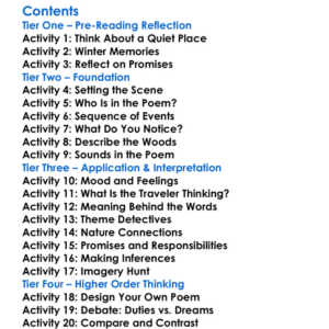 Stopping By Woods On A Snowy Evening Robert Frost Worksheet Activity Booklet