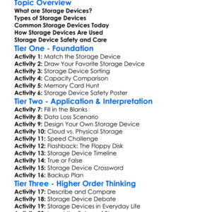 Storage Devices Worksheet Activity Booklet
