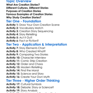 Stories Of Creation Worksheet Activity Booklet