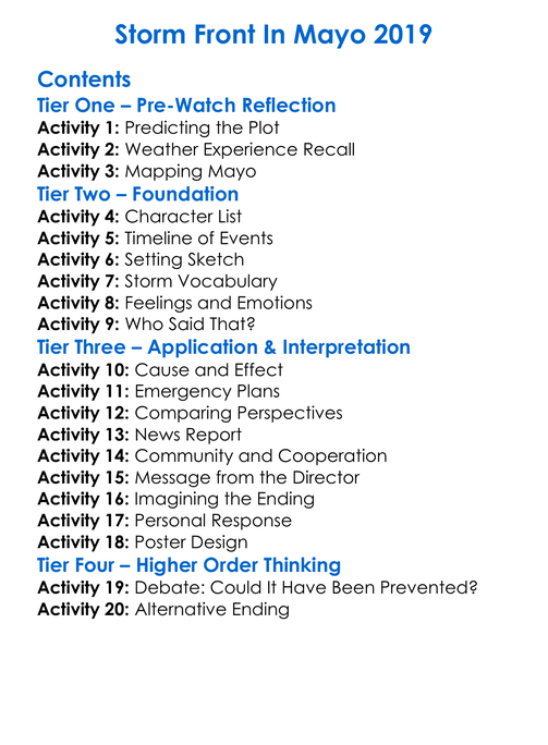 Storm Front In Mayo 2019 Worksheet Activity Booklet