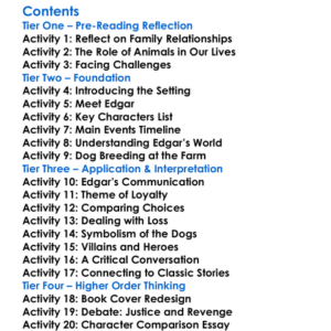 Story Of Edgar Sawtelle David Wroblewski Worksheet Activity Booklet