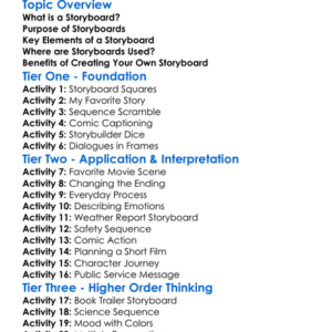 Storyboard Creation Worksheet Activity Booklet