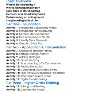 Storyboarding And Planning Worksheet Activity Booklet