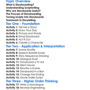 Storyboarding And Scriptwriting Worksheet Activity Booklet