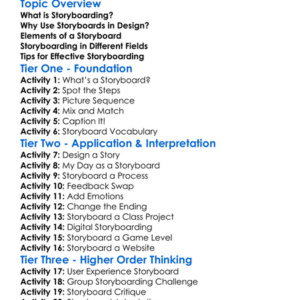 Storyboarding For Design Worksheet Activity Booklet