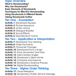 Storyboarding Techniques Worksheet Activity Booklet