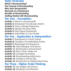 Storyboarding Worksheet Activity Booklet