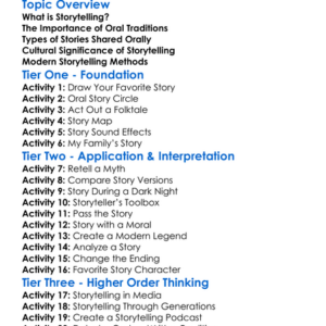 Storytelling And Oral Traditions Worksheet Activity Booklet