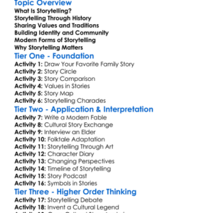 Storytelling As Cultural Transmission Worksheet Activity Booklet