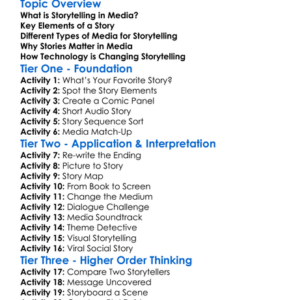 Storytelling In Media Worksheet Activity Booklet