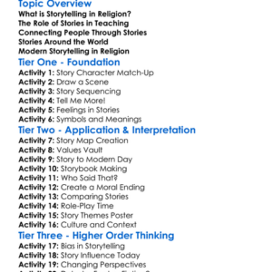 Storytelling In Religion Worksheet Activity Booklet