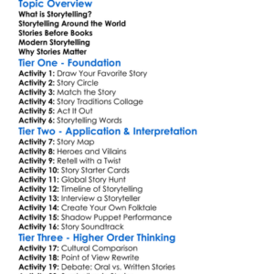 Storytelling Traditions Worksheet Activity Booklet
