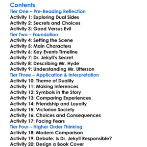 Strange Case Of Dr Jekyll And Mr Hyde Robert Louis Stevenson Worksheet Activity Booklet