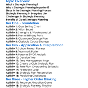 Strategic Planning Worksheet Activity Booklet