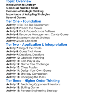 Strategic Thinking In Games Worksheet Activity Booklet