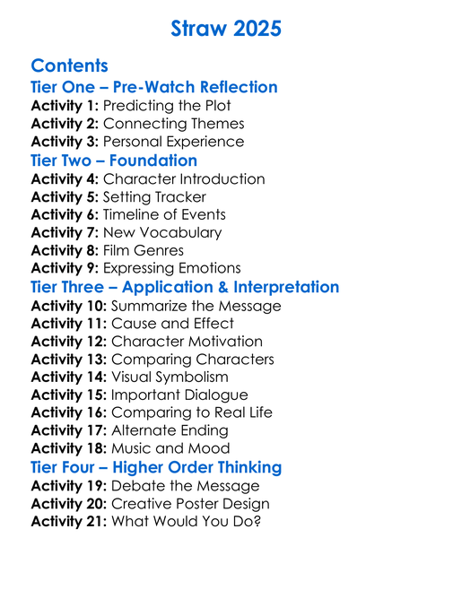 Straw 2025 Worksheet Activity Booklet