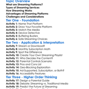 Streaming Platforms Worksheet Activity Booklet