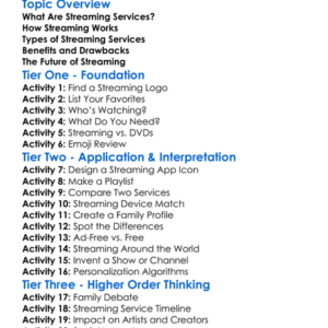 Streaming Services Worksheet Activity Booklet
