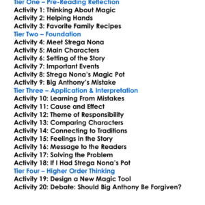 Strega Nona Tomie Depaola Worksheet Activity Booklet