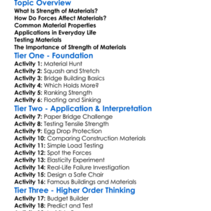 Strength Of Materials Worksheet Activity Booklet
