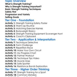Strength Training Techniques Worksheet Activity Booklet