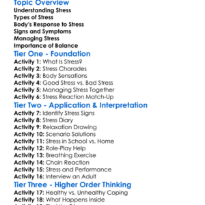 Stress And Body Response Worksheet Activity Booklet