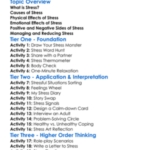 Stress And Its Effects Worksheet Activity Booklet