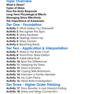 Stress And Its Physiological Effects Worksheet Activity Booklet