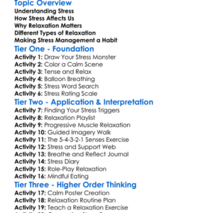 Stress And Relaxation Exercises Worksheet Activity Booklet