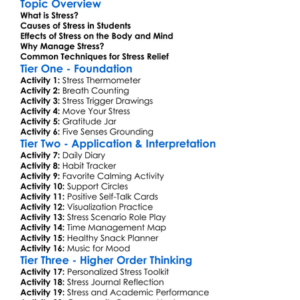 Stress Management Techniques Worksheet Activity Booklet