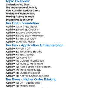 Stress Management Through Activity Worksheet Activity Booklet