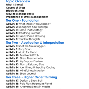 Stress Management Worksheet Activity Booklet