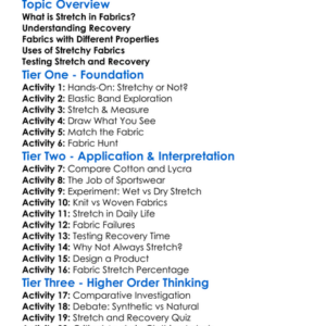 Stretch And Recovery In Fabrics Worksheet Activity Booklet
