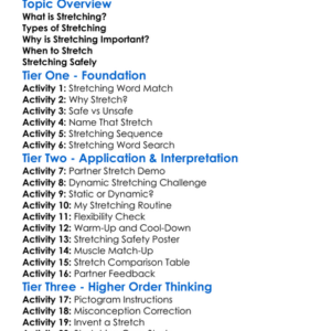 Stretching Methods Worksheet Activity Booklet