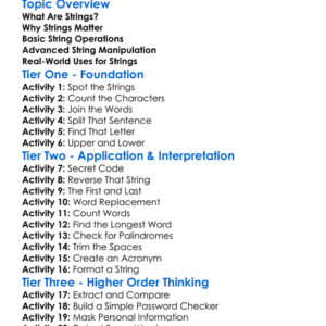 Strings And String Manipulation Worksheet Activity Booklet
