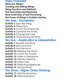 Strings And Text Processing Worksheet Activity Booklet