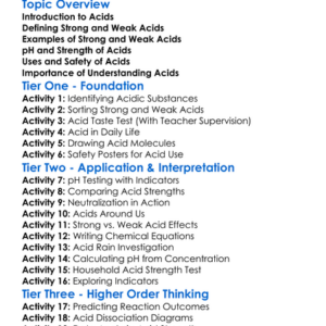 Strong And Weak Acids Worksheet Activity Booklet