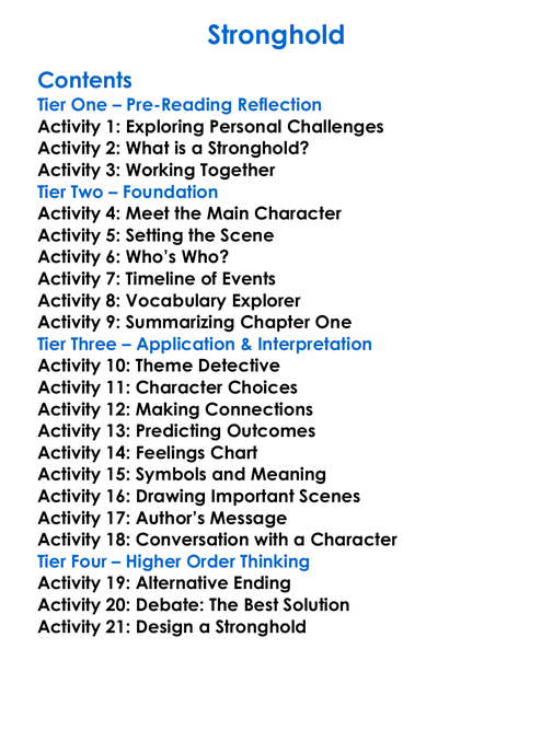 Stronghold Worksheet Activity Booklet