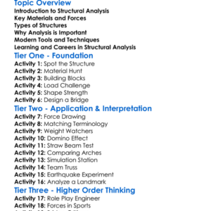 Structural Analysis Worksheet Activity Booklet