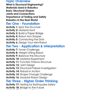 Structural Engineering In Robotics Worksheet Activity Booklet