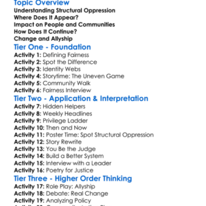 Structural Oppression Worksheet Activity Booklet