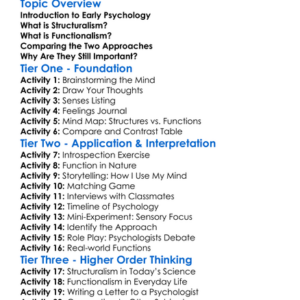 Structuralism And Functionalism Worksheet Activity Booklet