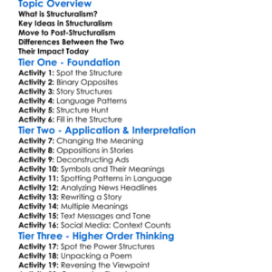 Structuralism And Post-Structuralism Worksheet Activity Booklet