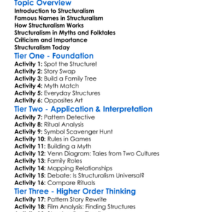 Structuralism In Anthropology Worksheet Activity Booklet