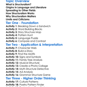 Structuralism Worksheet Activity Booklet