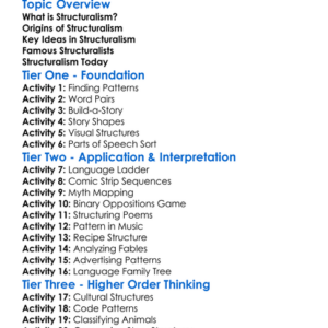 Structuralism Worksheet Activity Booklet